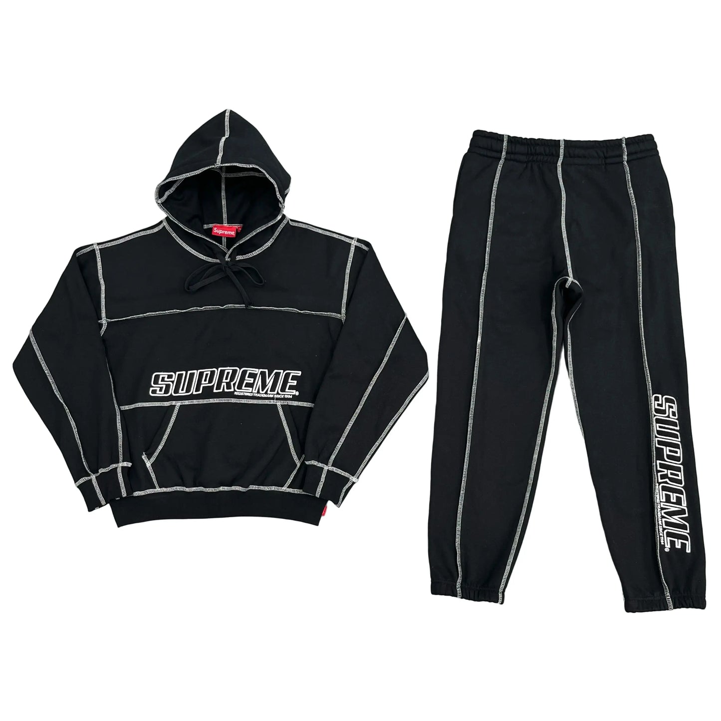 Supreme | Logo Hoodie + Sweatpants Set | Black Supreme