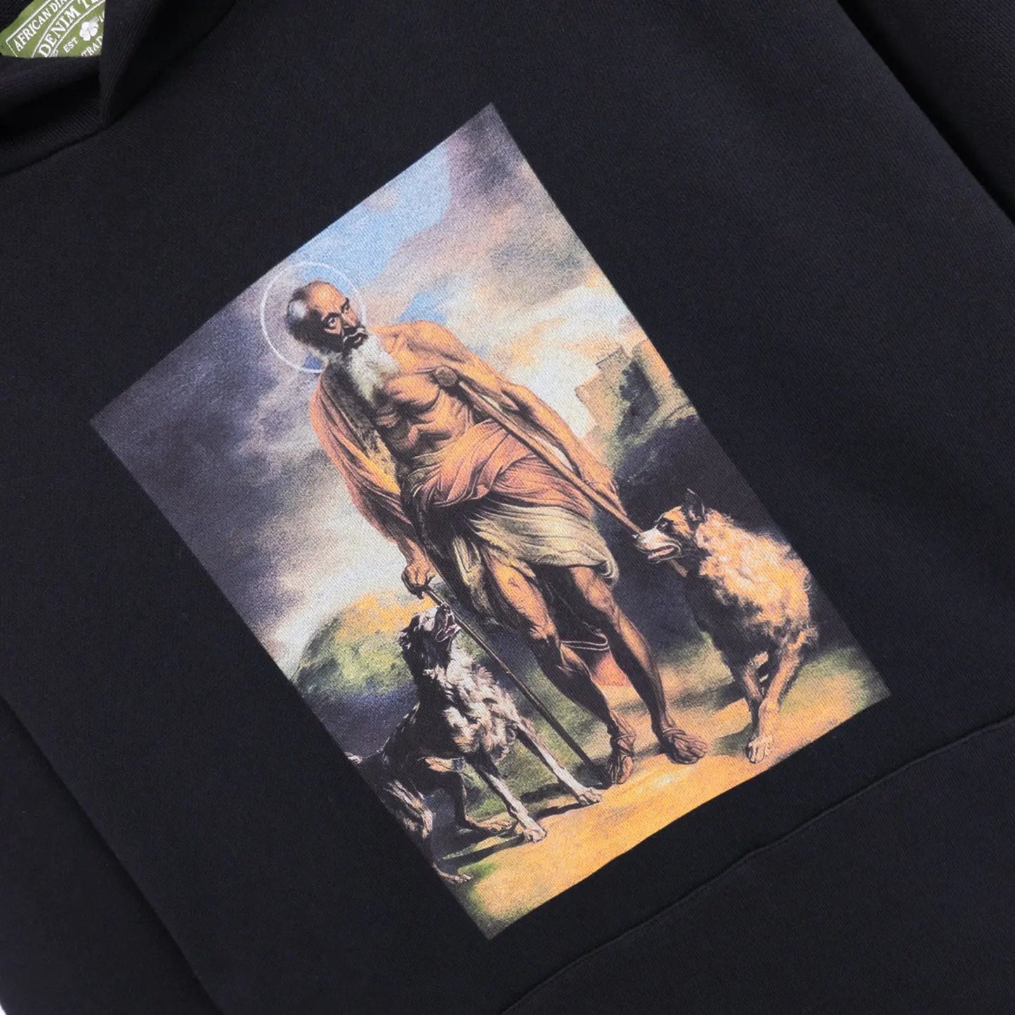 Denim Tears | Black Lazarus Hoodie | Front & Back Graphic Denim Tears