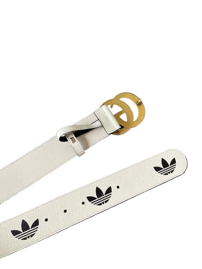 Gucci x Adidas | White Leather Double G Belt Gucci