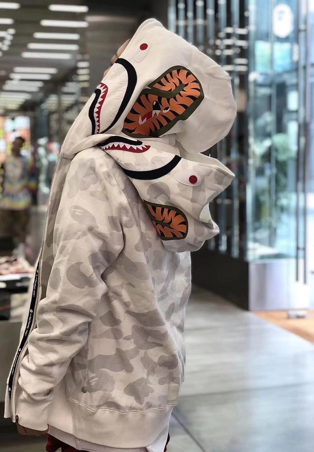 BAPE | Shark Full Zip Hoodie | Black, White & Glow Camo Jacket