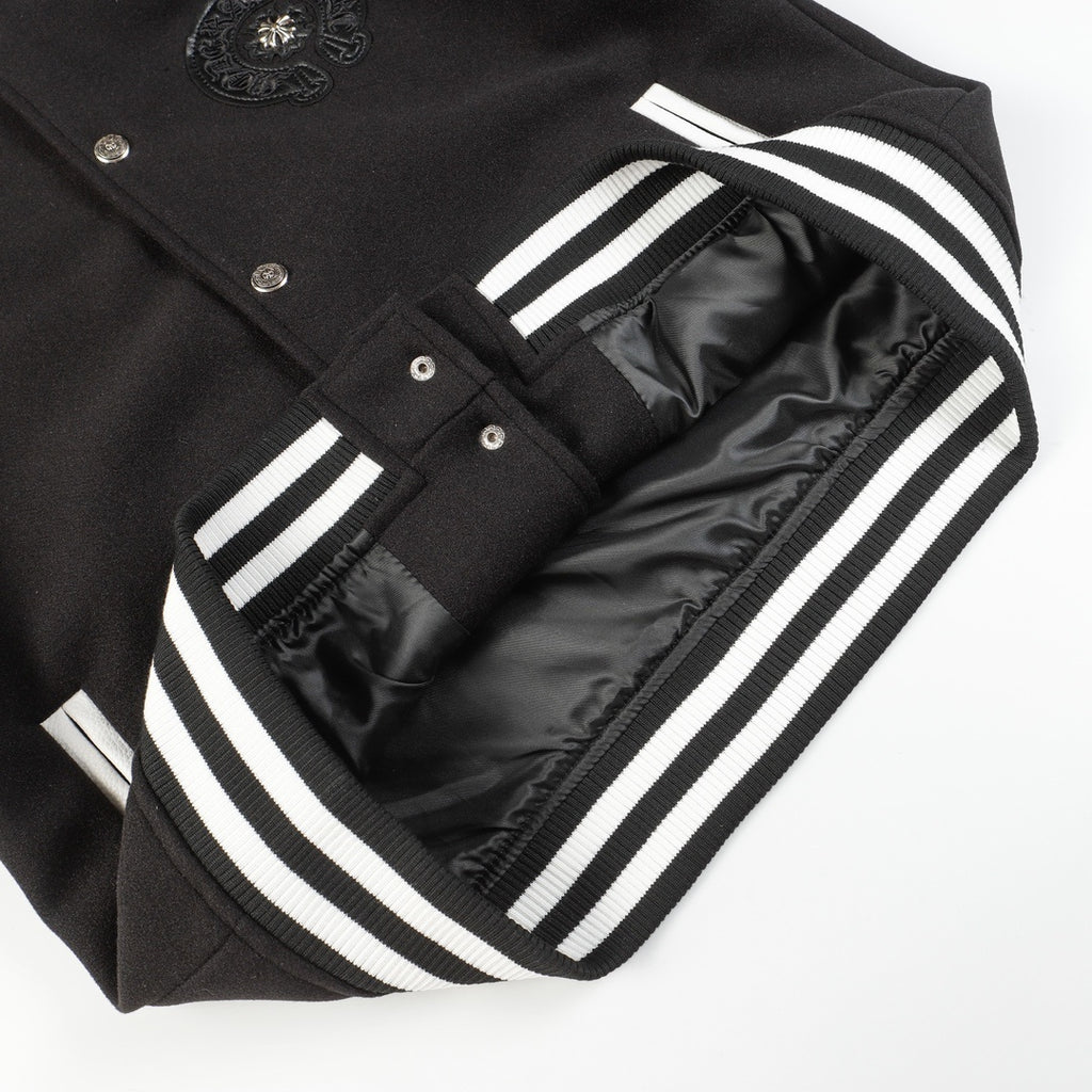 Chrome Hearts | Horse Shoe Embroidered Patch Varsity Jacket in Black