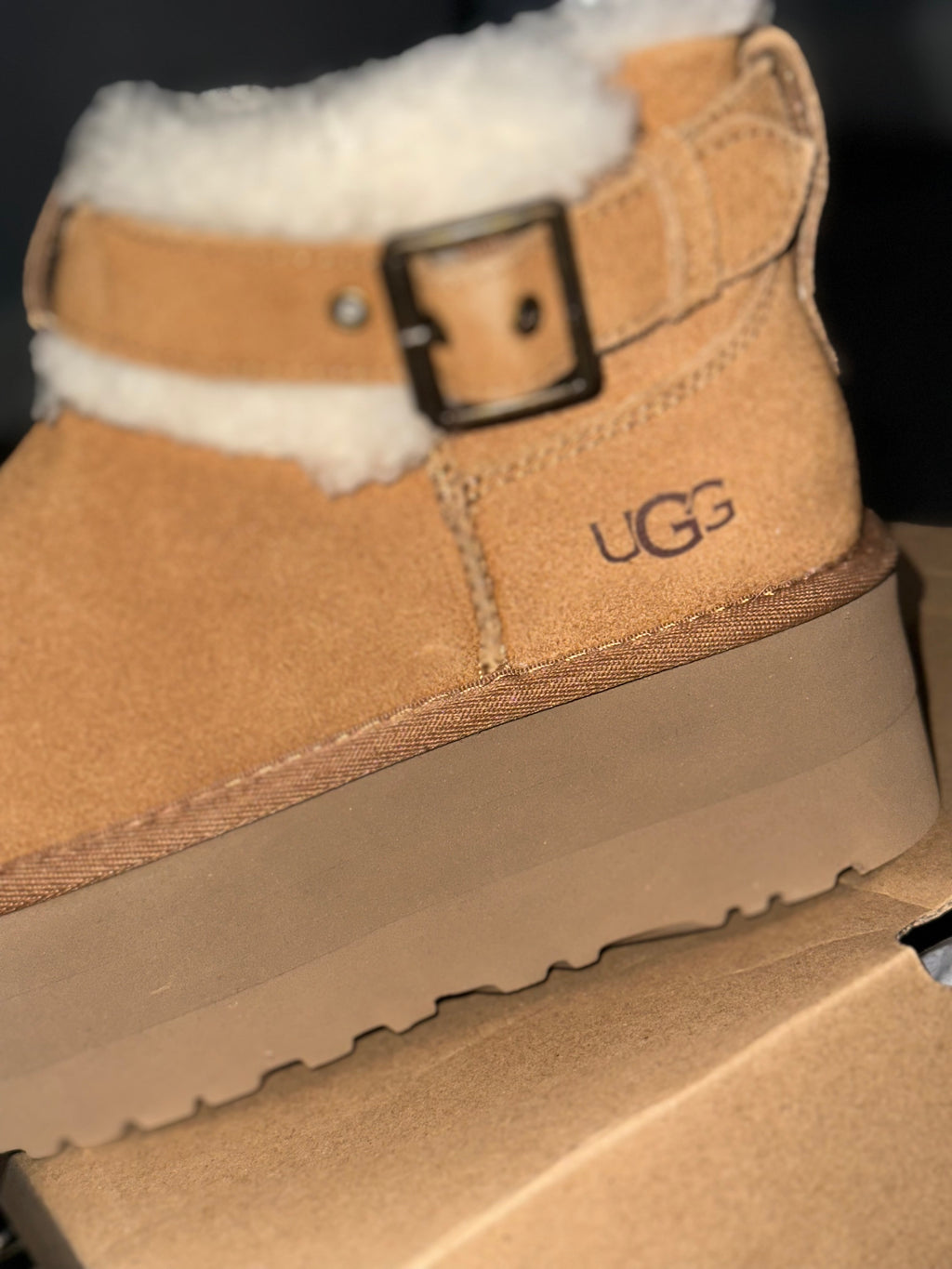UGG | Ultra Mini Belted Roller Boots | Chestnut