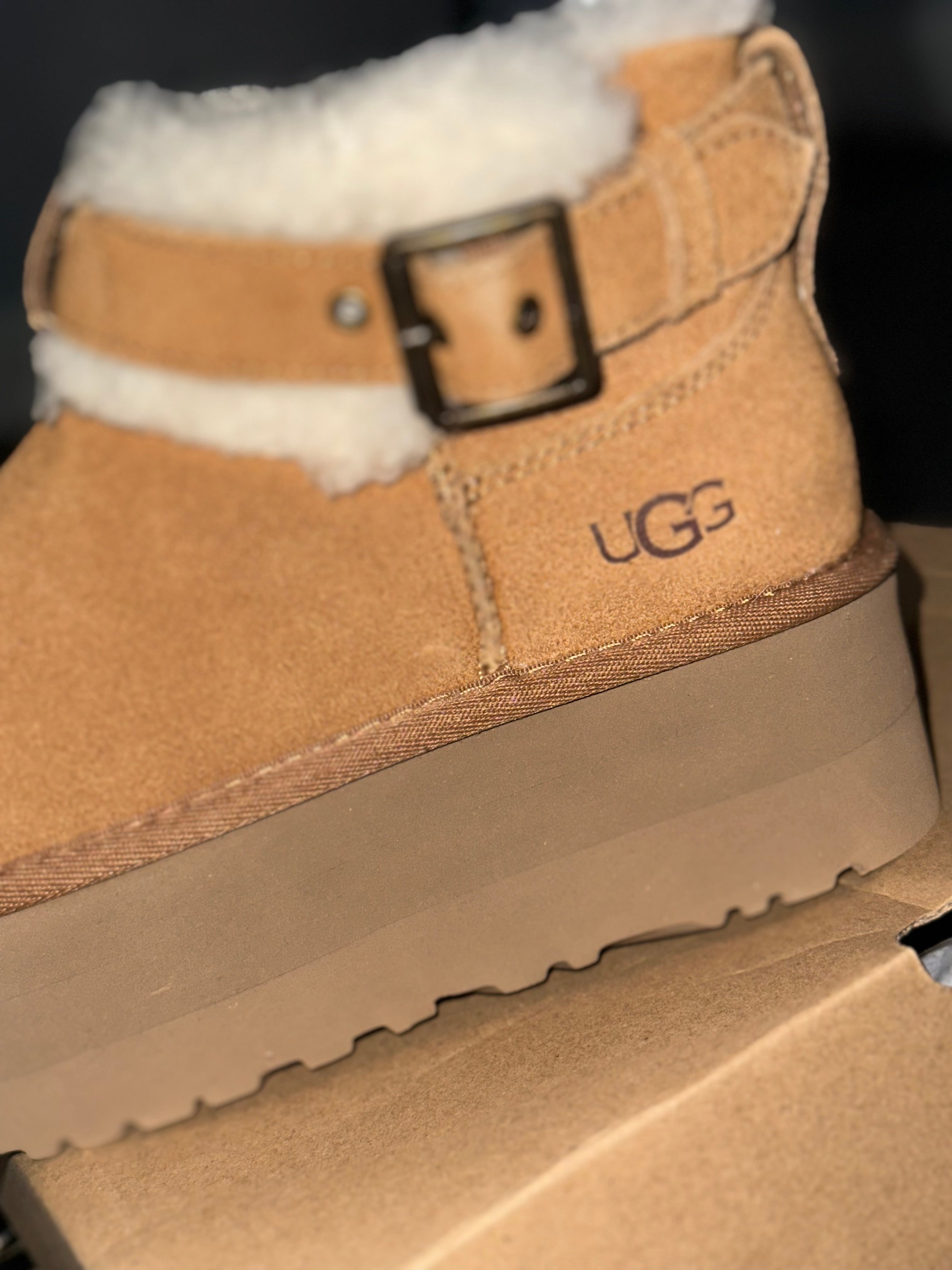 UGG | Ultra Mini Belted Roller Boots | Chestnut