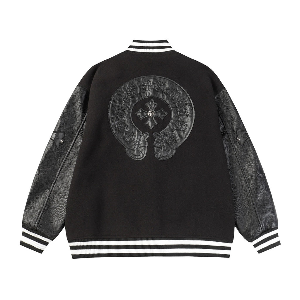Chrome Hearts | Horse Shoe Embroidered Patch Varsity Jacket in Black