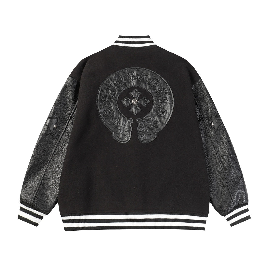 Chrome Hearts | Horse Shoe Embroidered Patch Varsity Jacket in Black