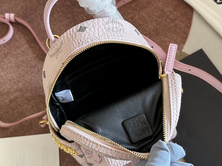 MCM | Pink Stark Mini Backpack | Monogram Leather | Gold Hardware
