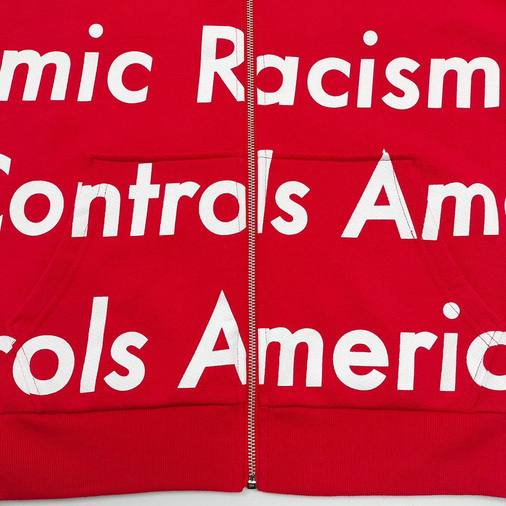 Denim Tears x Arthur Rafa | Systemic Racism Controls America Zip Up Hoodie | Red/White