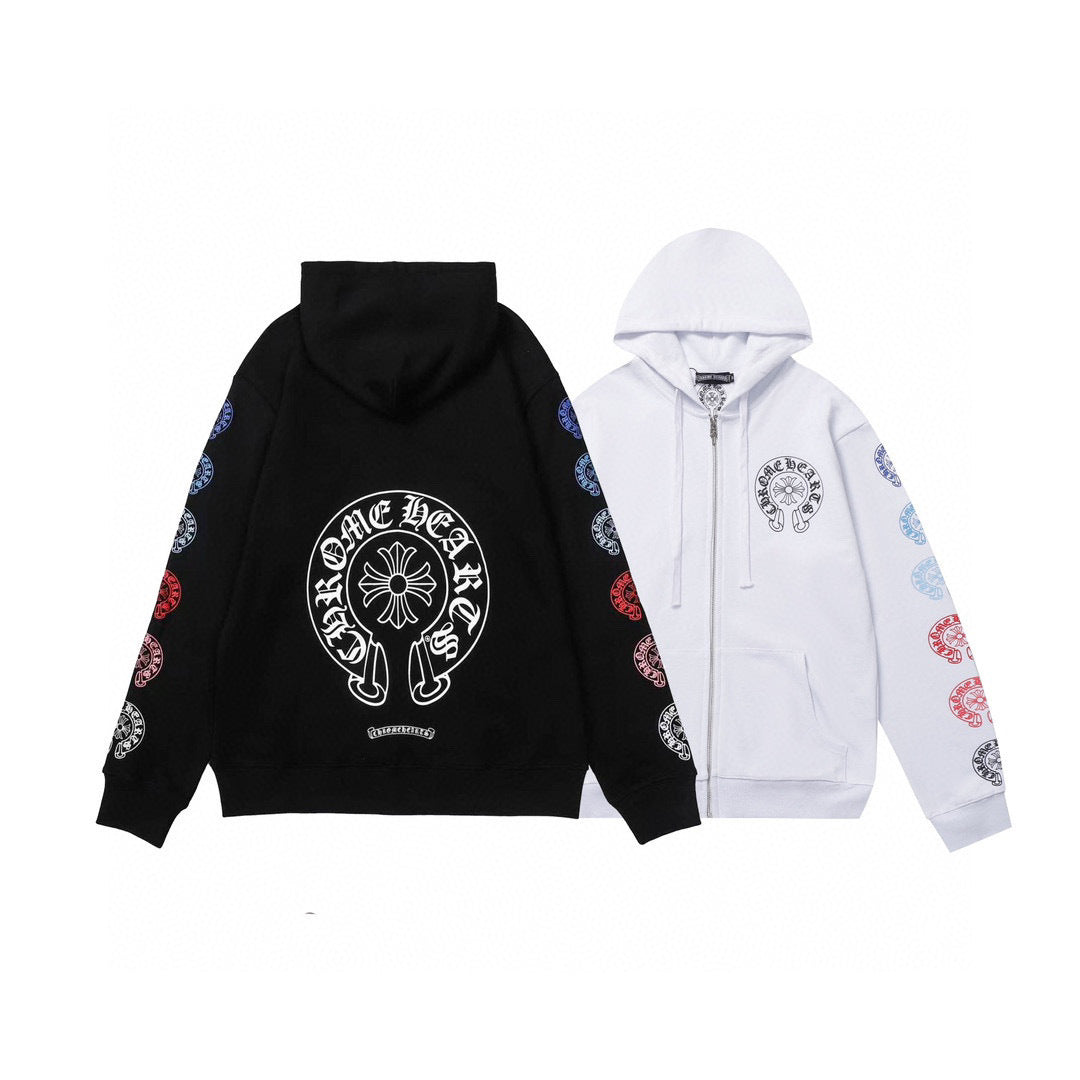 Chrome Hearts | Horseshoe Logo Zip Hoodie in Black or White