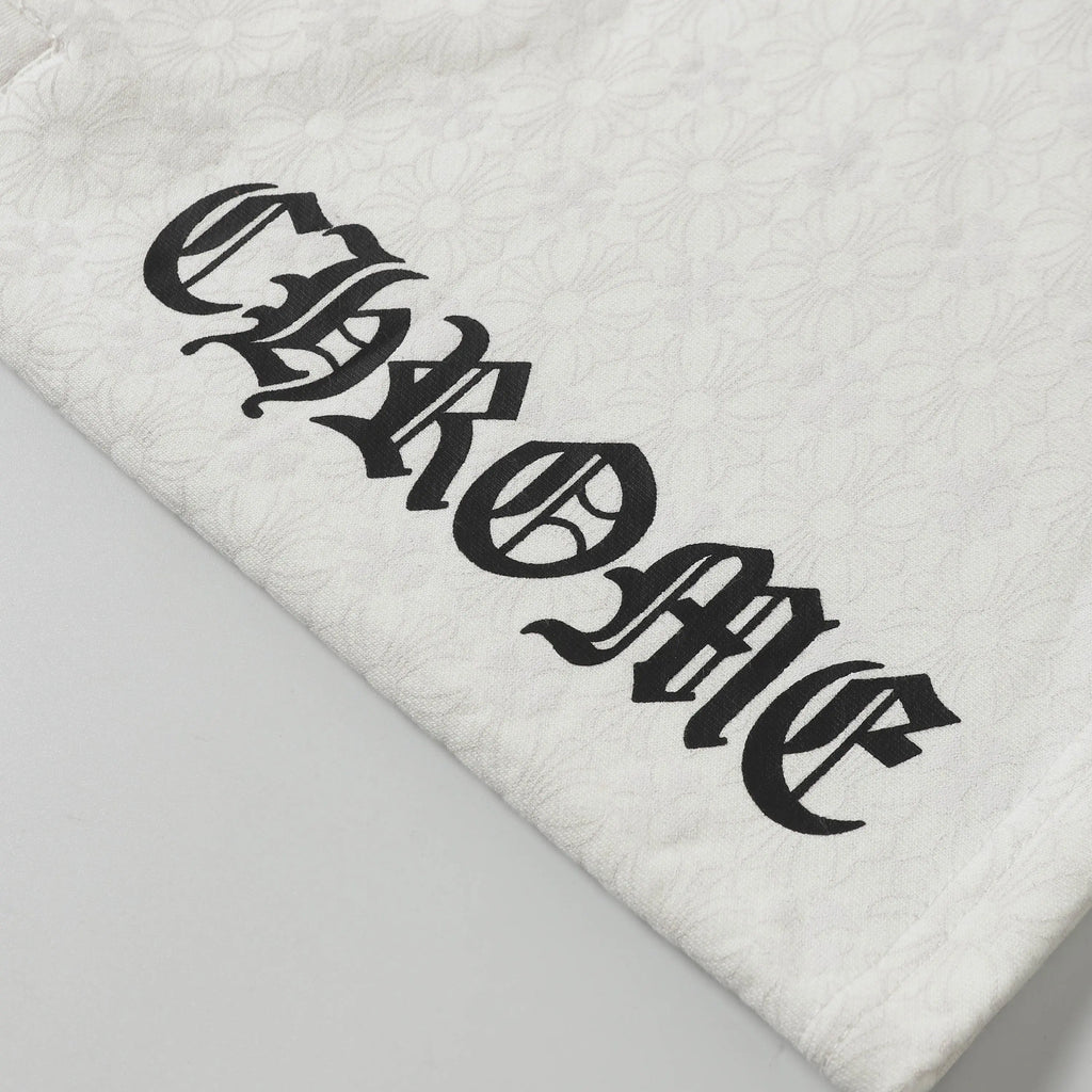 Chrome Hearts | Vertical Gothic Print Shorts | Black & White Chrome Hearts