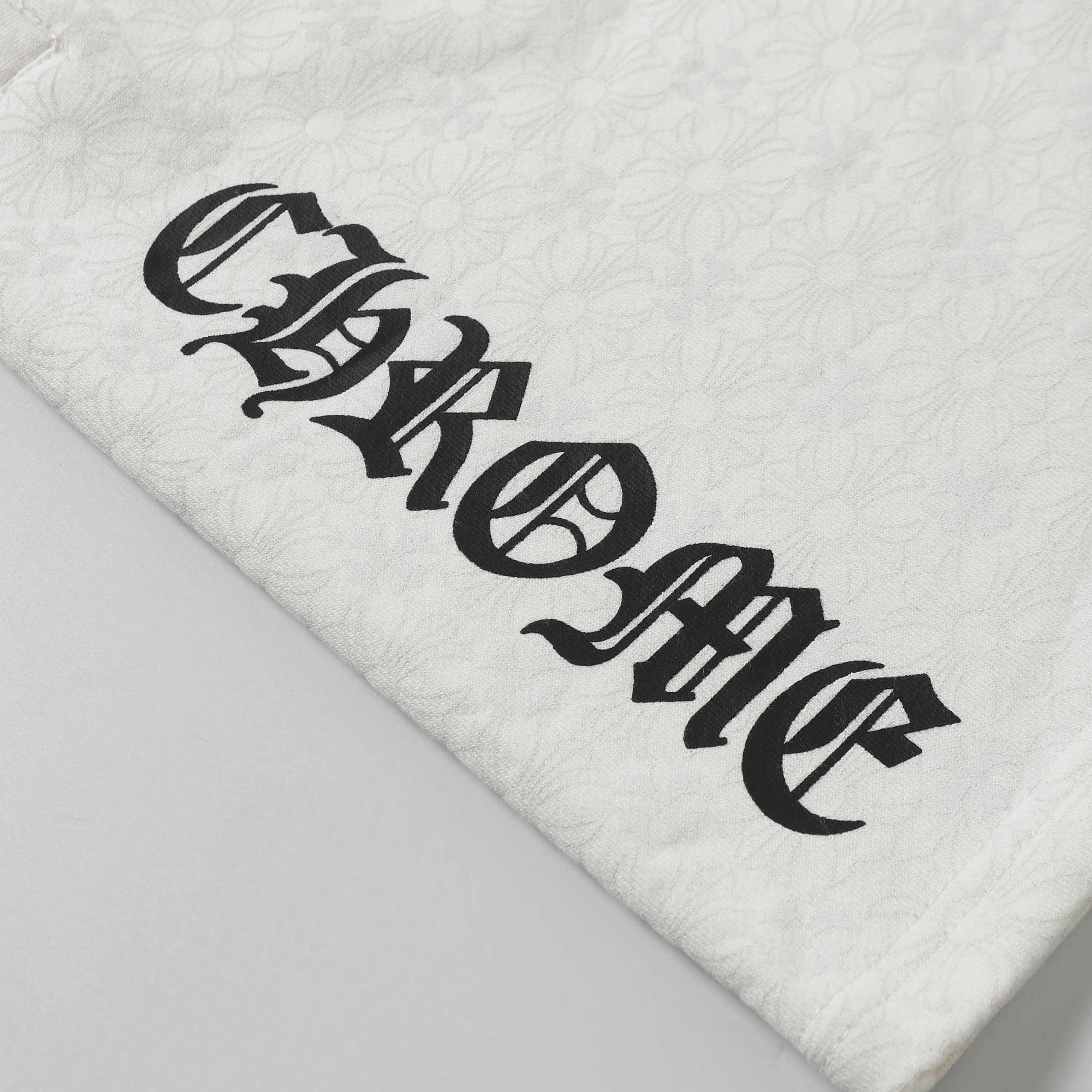 Chrome Hearts | Vertical Gothic Print Shorts | Black & White Chrome Hearts