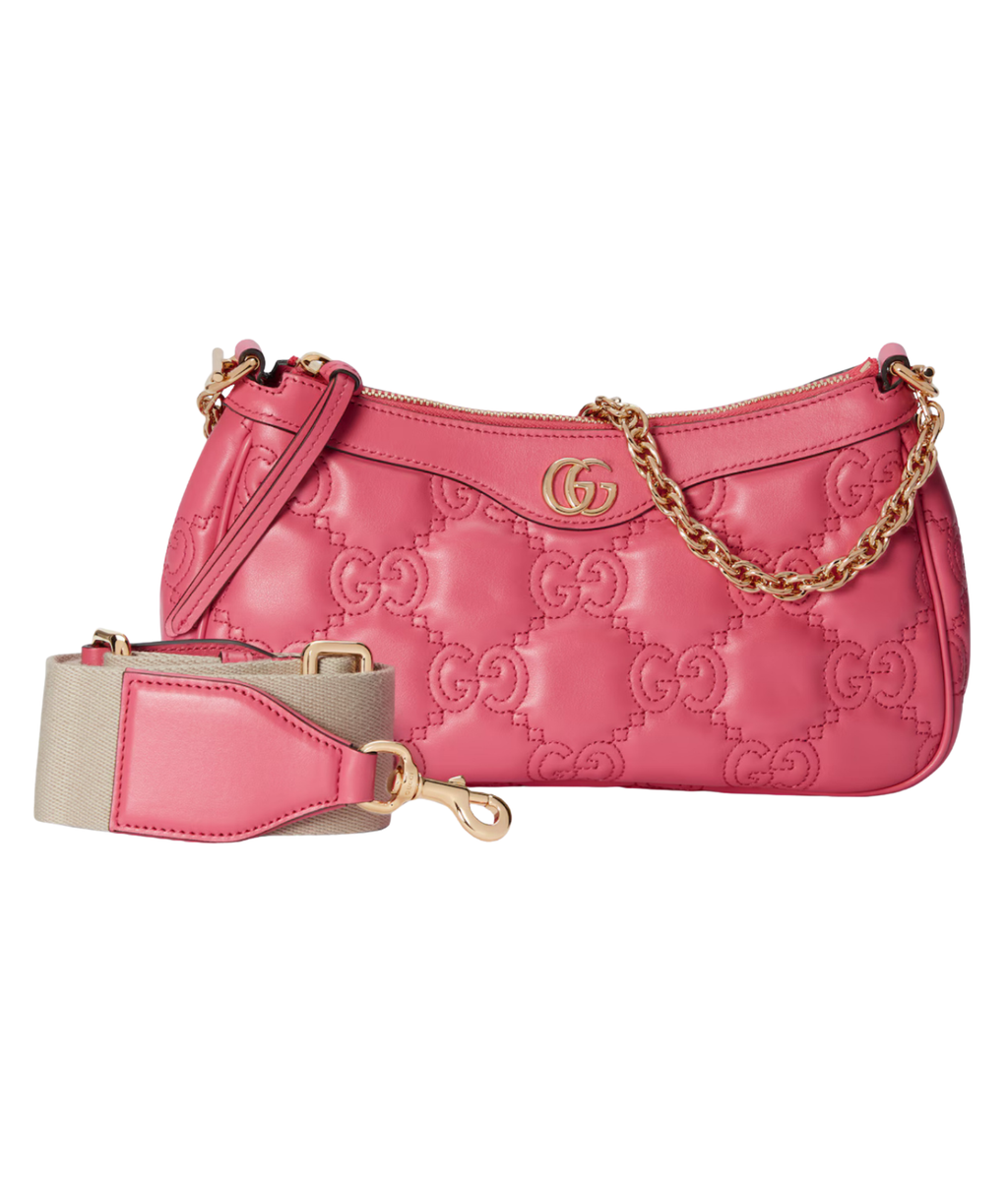 Gucci | GG Matelassé Handbag | Pink Leather with Gold Chain
