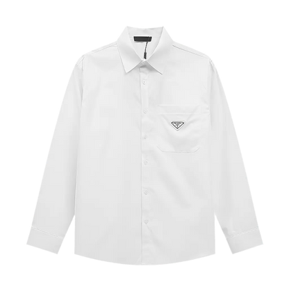 Prada | Classic Logo Poplin Shirt | Black or White | Long Sleeve Button-Up Prada