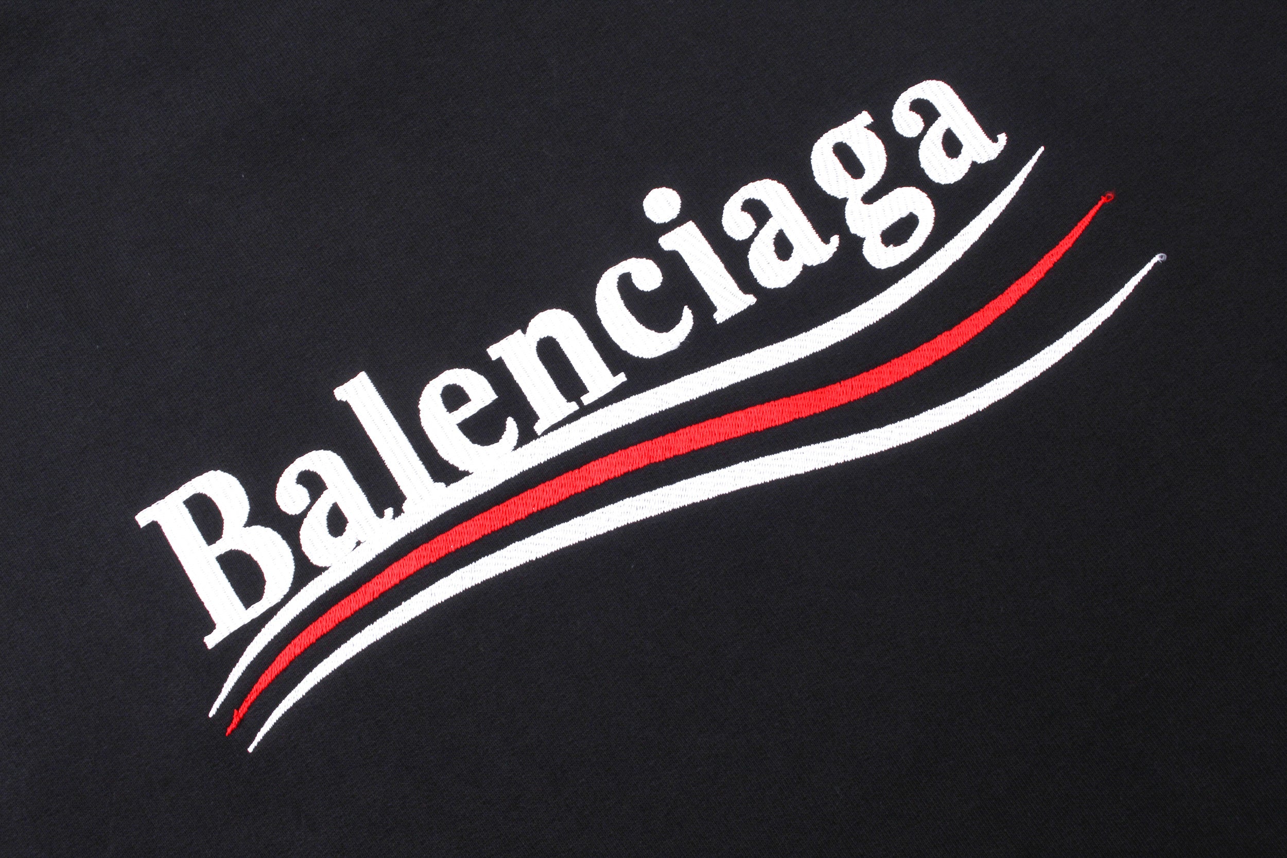 Balenciaga | Black Red Stripe Logo Hoodie
