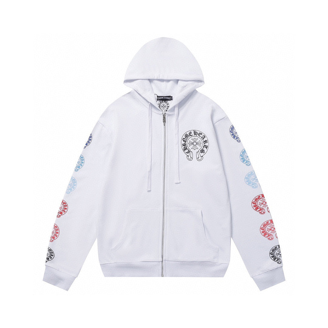 Chrome Hearts | Horseshoe Logo Zip Hoodie in Black or White