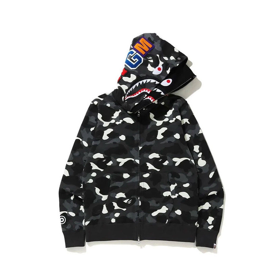 BAPE | Shark Full Zip Hoodie | Black, White & Glow Camo Jacket