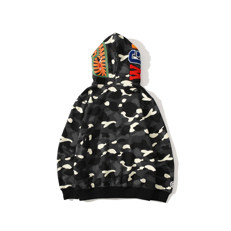 BAPE | Shark Full Zip Hoodie | Black, White & Glow Camo Jacket