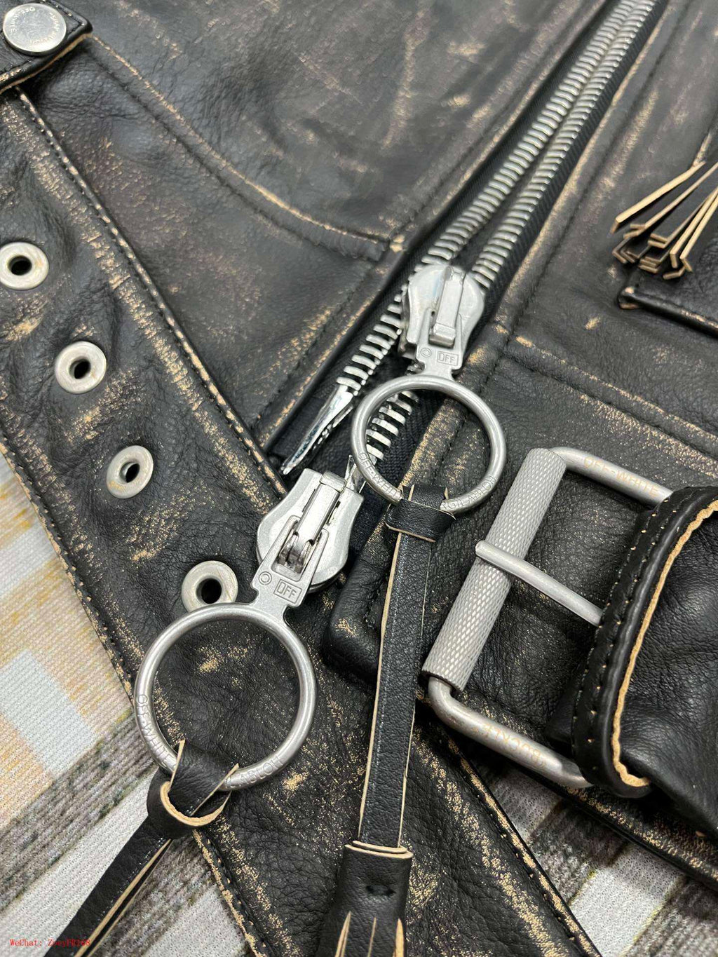 Off-White | Black Leather Arrow Biker Jacket Off-White