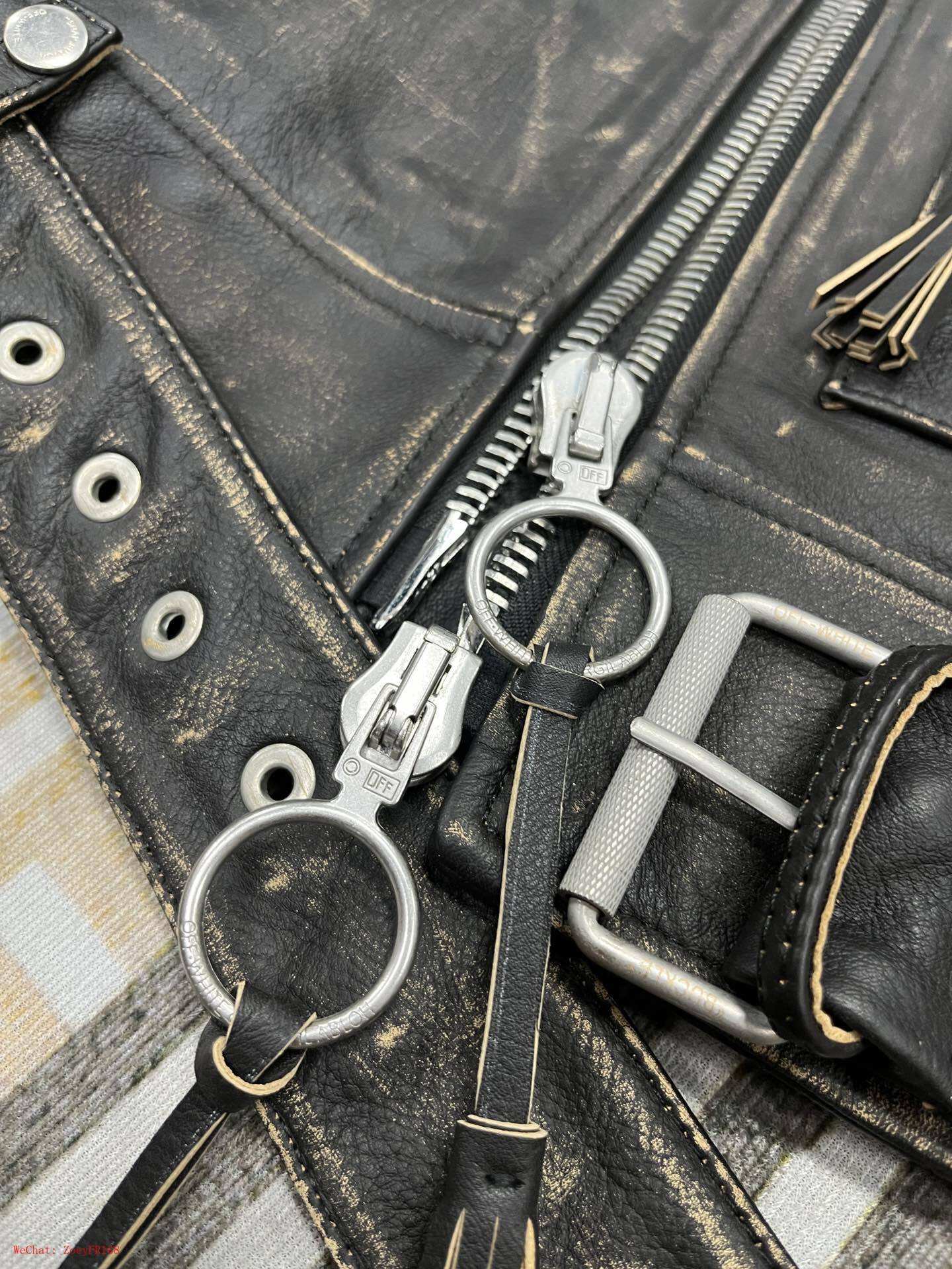 Off-White | Black Leather Arrow Biker Jacket Off-White