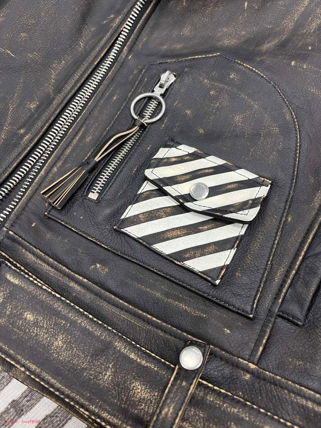 Off-White | Black Leather Arrow Biker Jacket Off-White