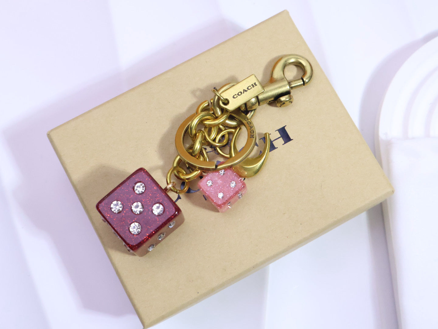 Coach | Glitter Dice Charm | Red & Pink
