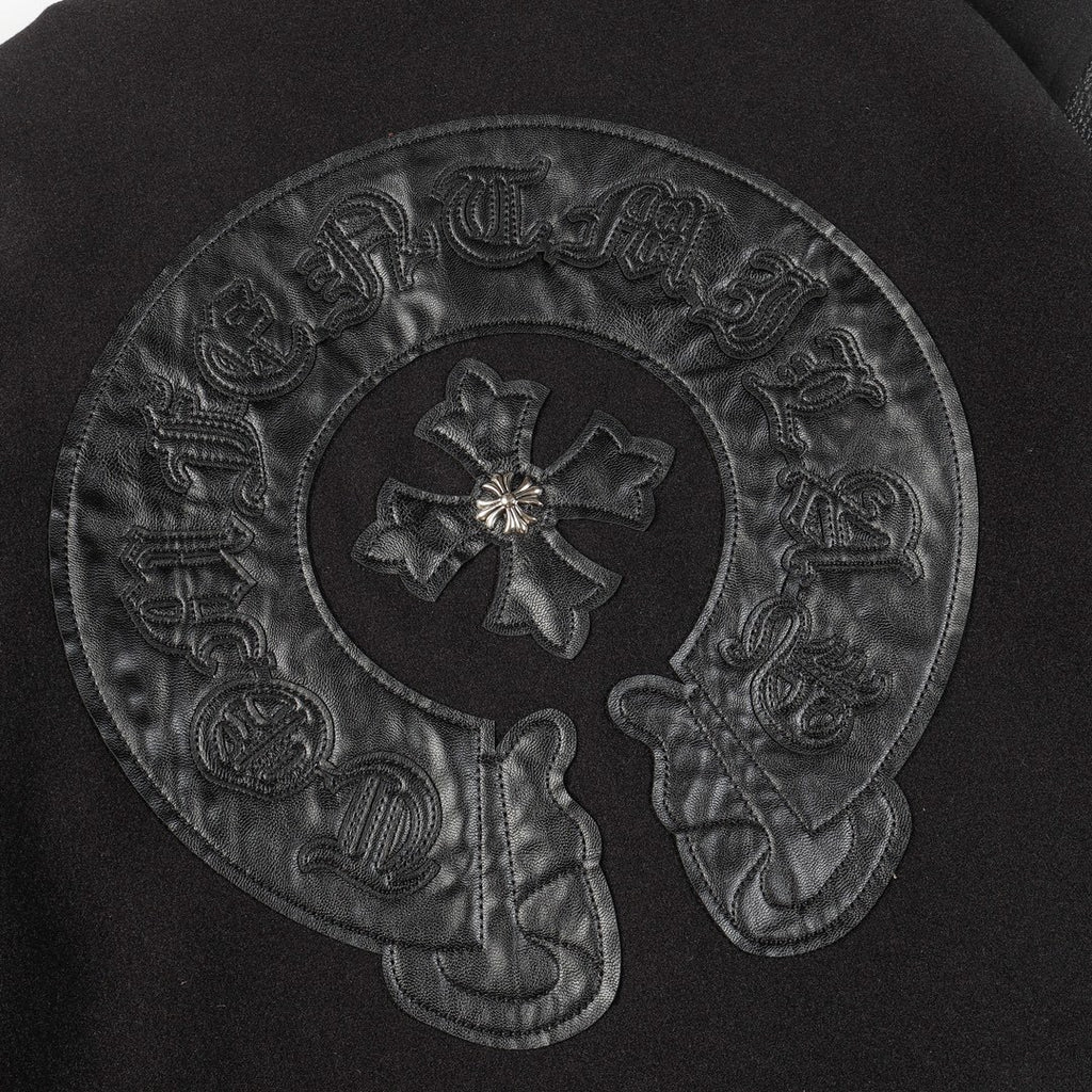 Chrome Hearts | Horse Shoe Embroidered Patch Varsity Jacket in Black