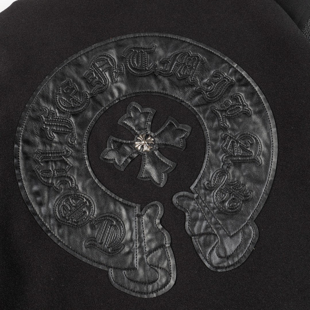 Chrome Hearts | Horse Shoe Embroidered Patch Varsity Jacket in Black