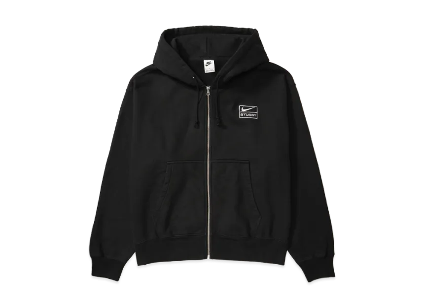 Stüssy x Nike | Stone Washed Fleece Zip Hoodie (25FW) | Black