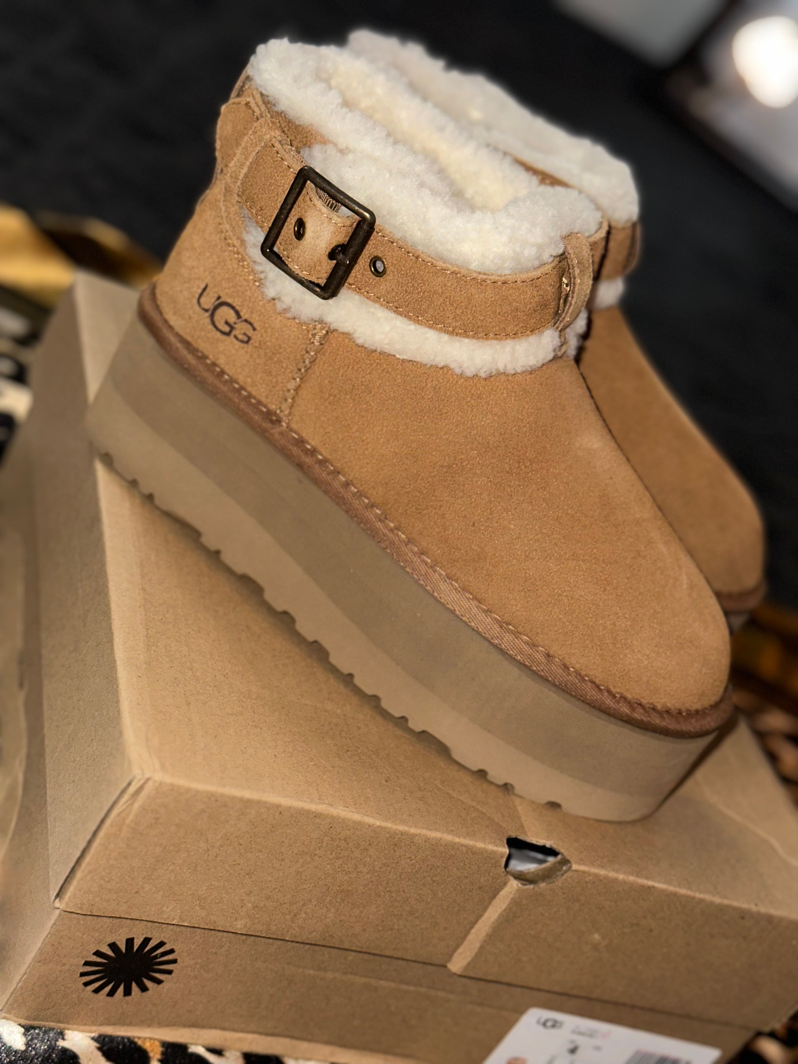 UGG | Ultra Mini Belted Roller Boots | Chestnut