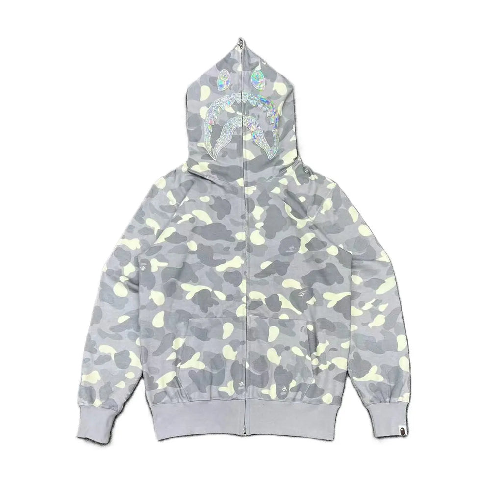 BAPE | Shark Full Zip Hoodie | Grey Camo & Black Camo Bape