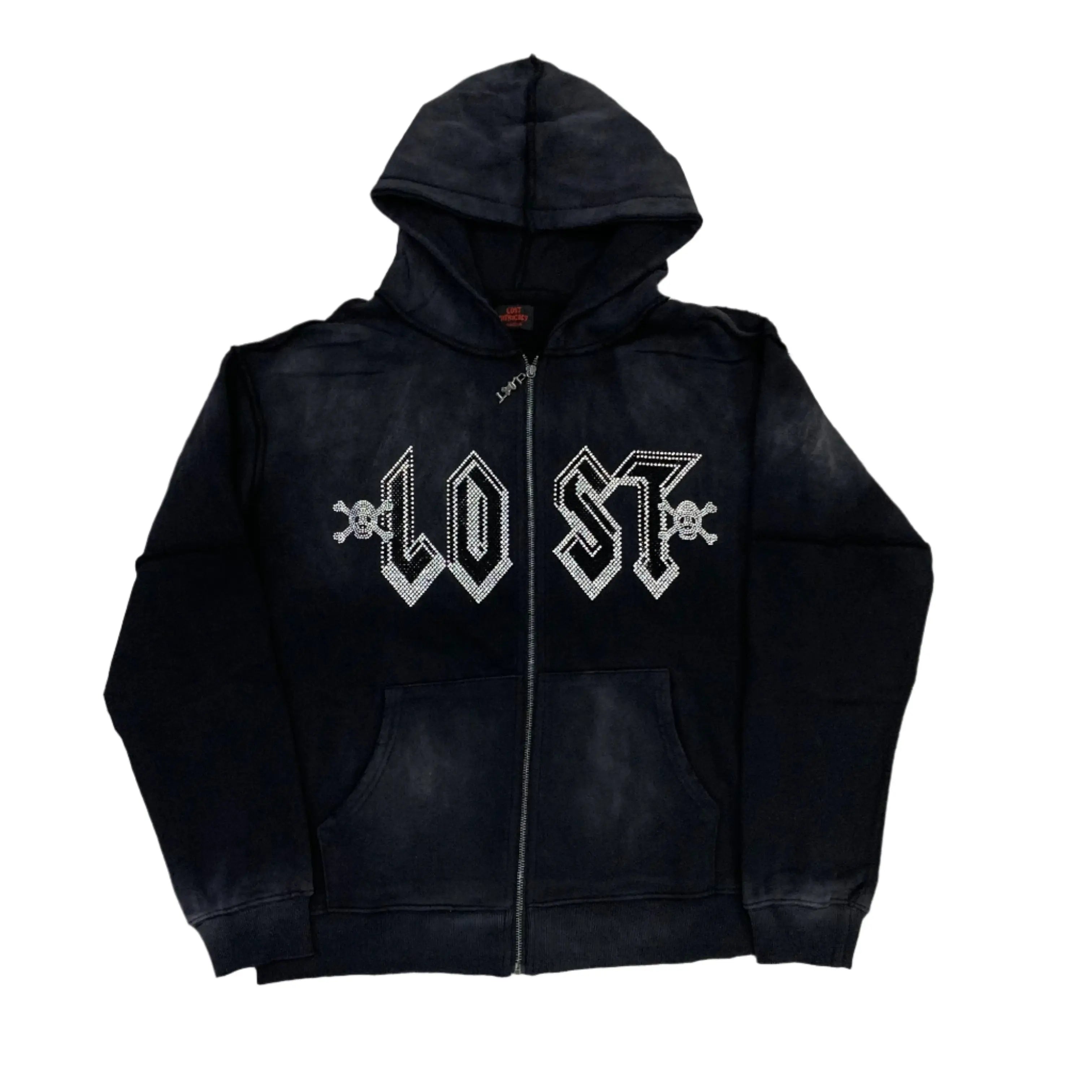 Lost Intricacy | Rhinestone Engraved Hoodie Sweat Set Lost Intricacy