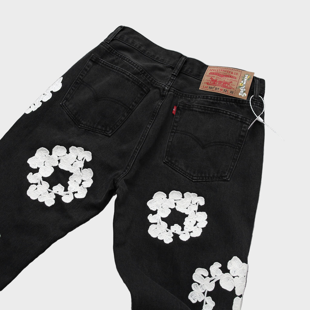 Denim Tears | Wreath Print Jeans | Black & Blue