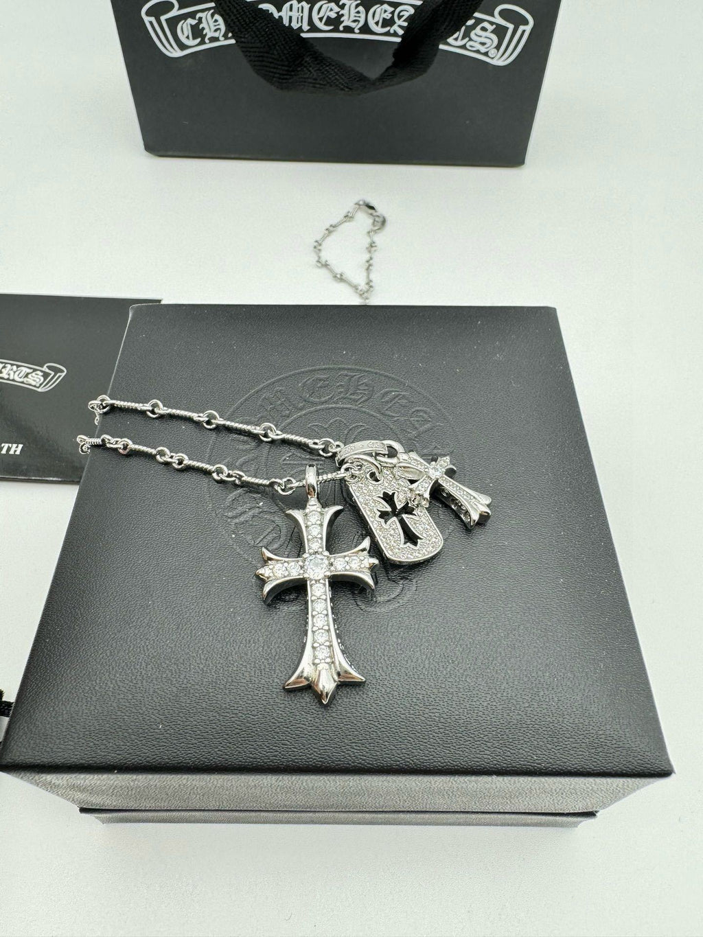 Chrome Hearts | 22K Gold or Silver Cross & Diamond Pendant Necklace