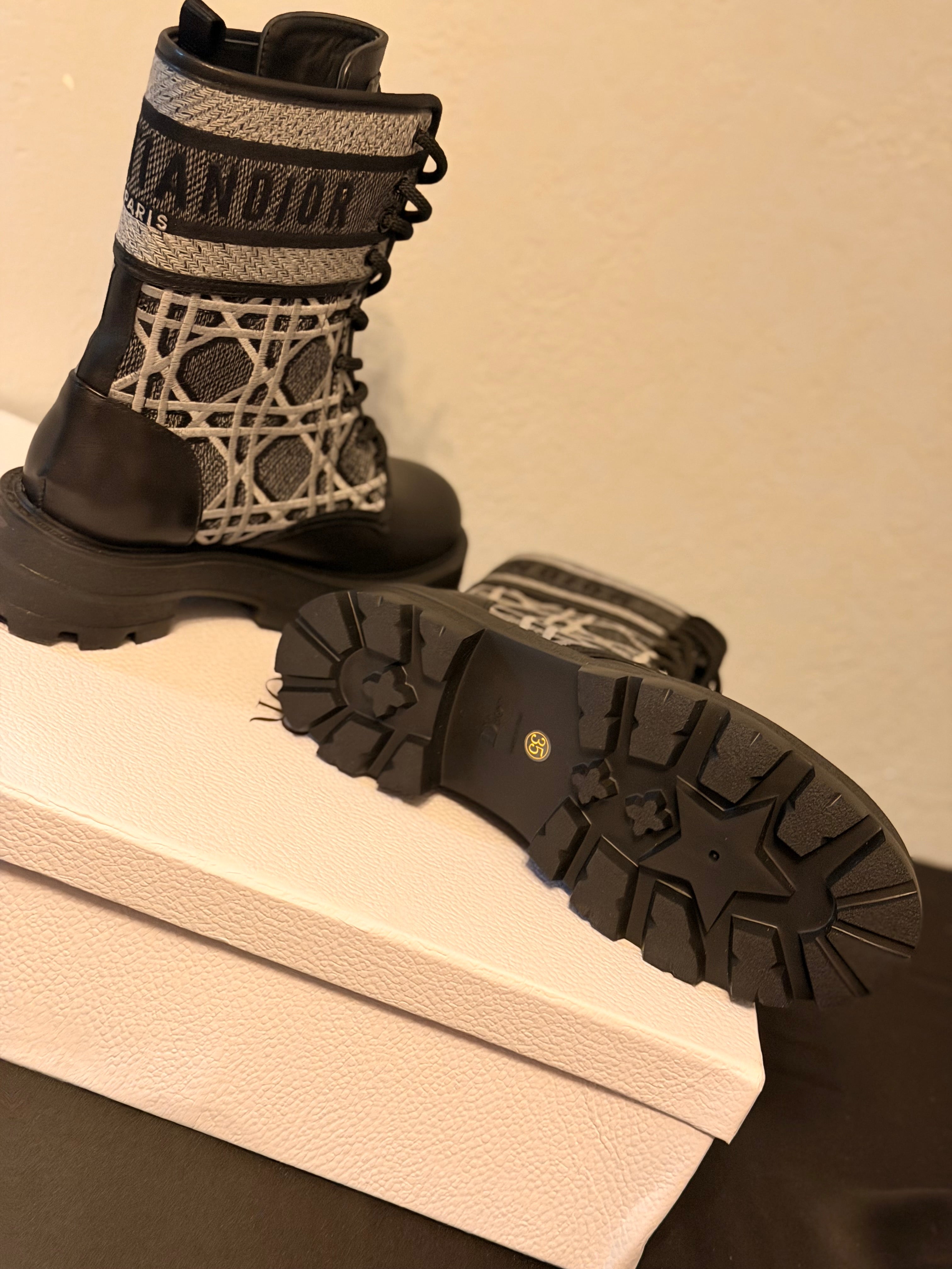 Dior | D-Major Ankle Boots | Black Cannage Tweed