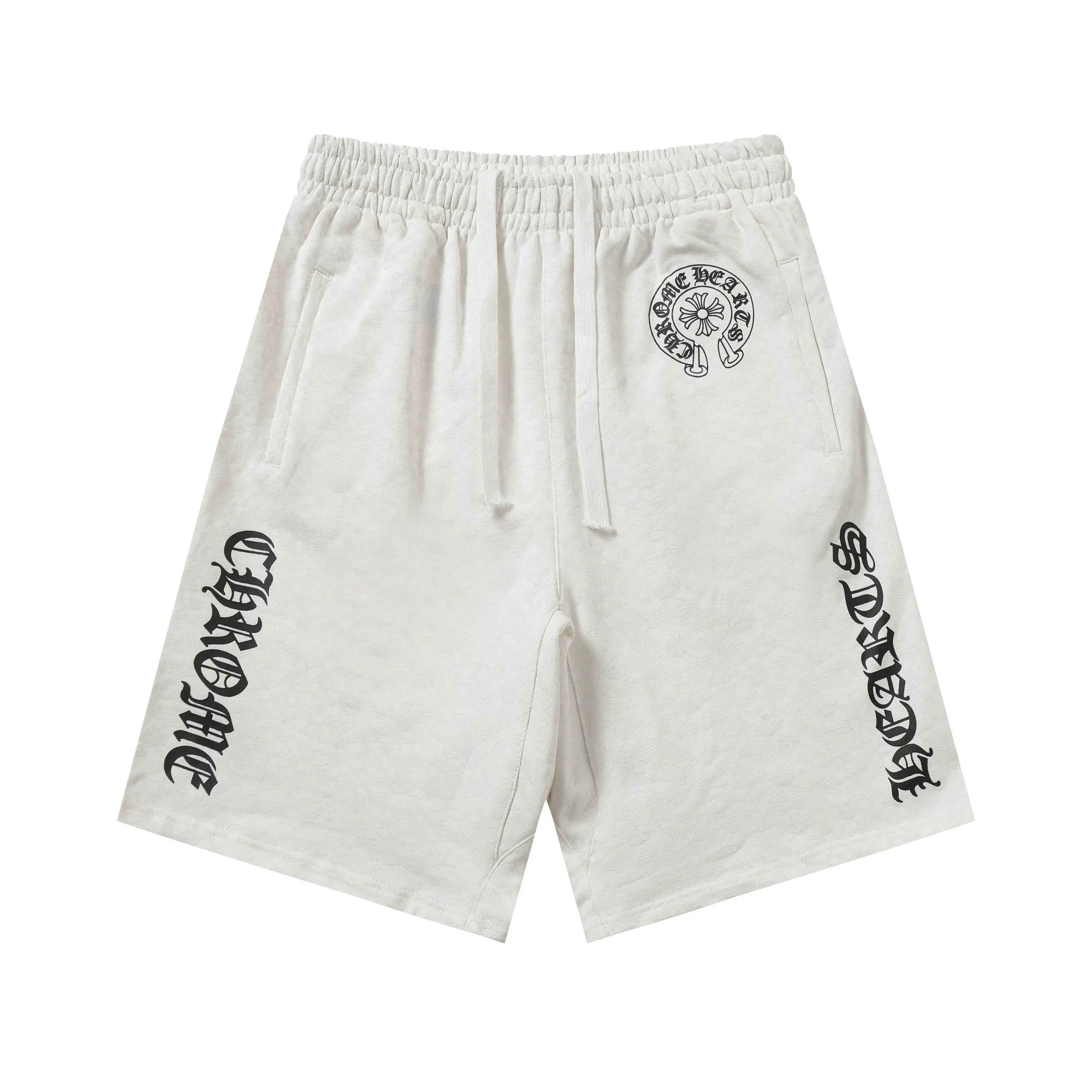 Chrome Hearts | Vertical Gothic Print Shorts | Black & White Chrome Hearts