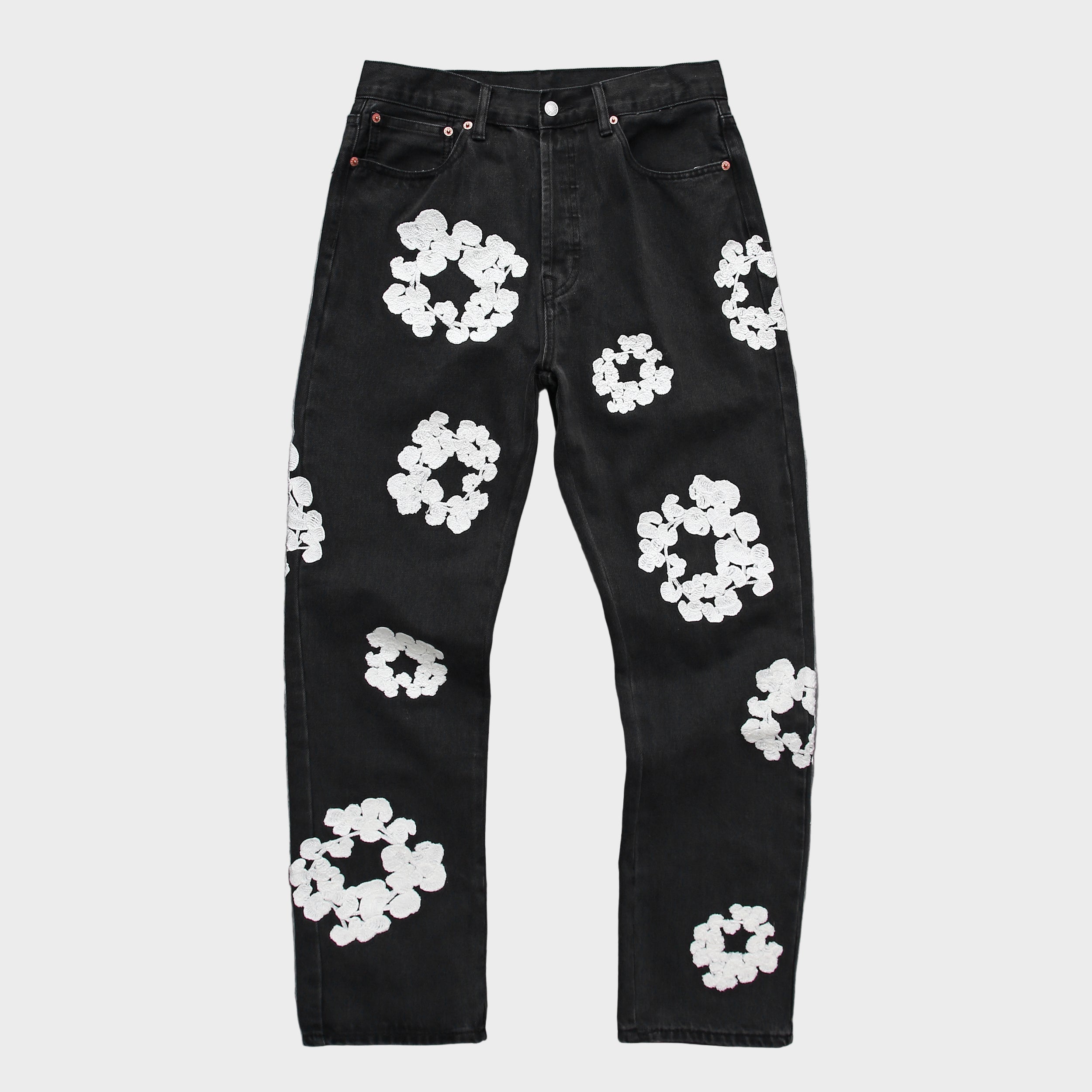 Denim Tears | Wreath Print Jeans | Black & Blue