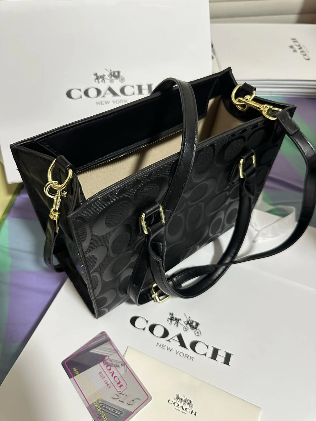 Coach | Large Maggie Tote Bag | Blocked Signature Leather Black