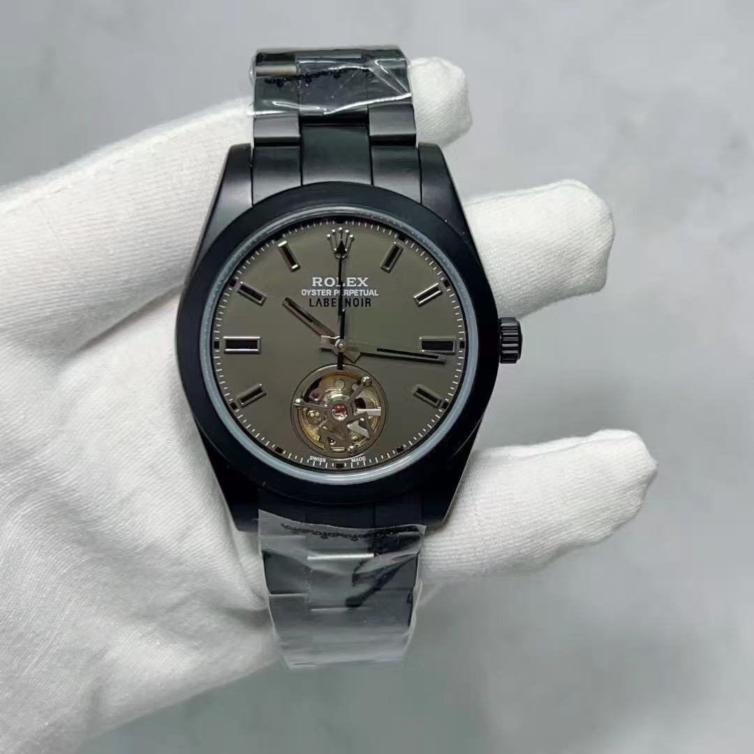 Rolex Oyster Perpetual Label Noir | Black Skeleton Dial | Automatic Movement