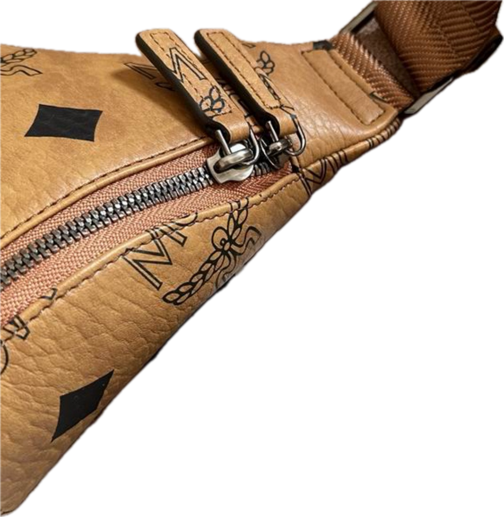 MCM | Cognac Visetos Belt Bag | Classic Monogram Leather | Gold Hardware