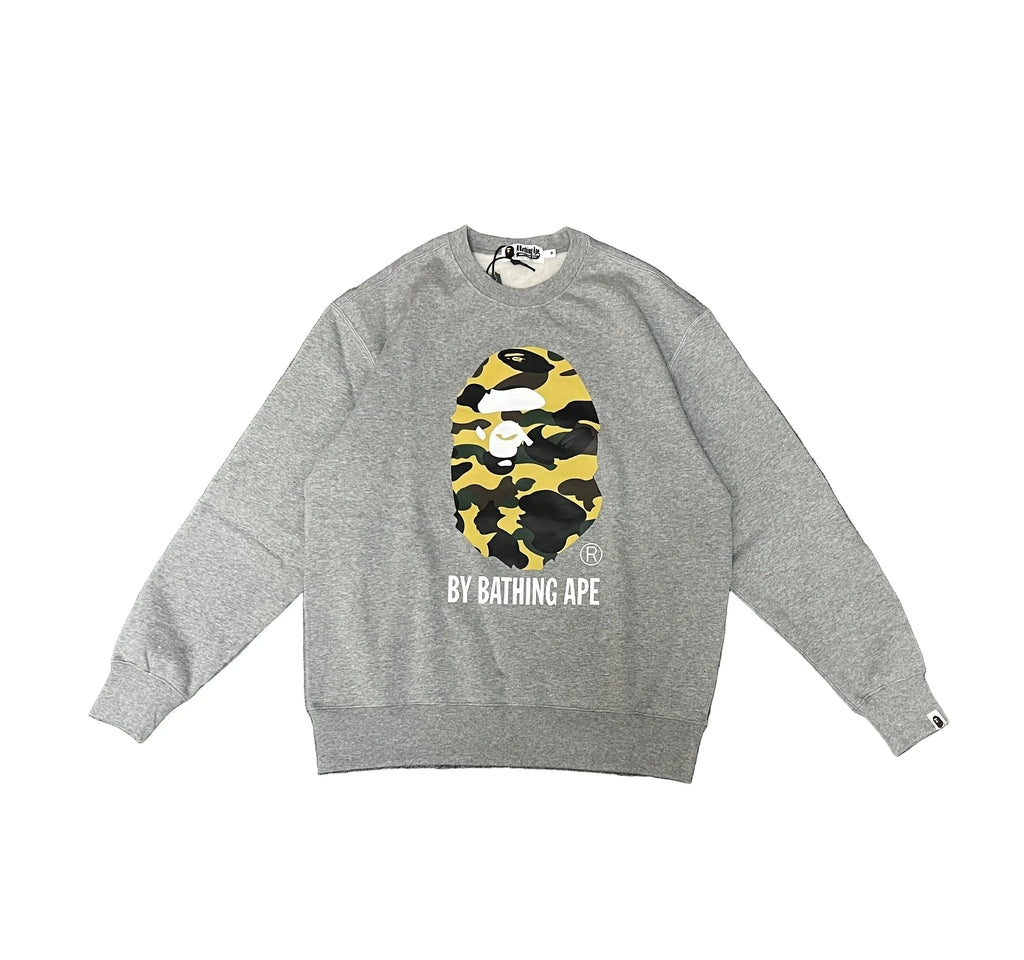 BAPE | 1st Camo Ape Head Crewneck – Black & Grey Bape