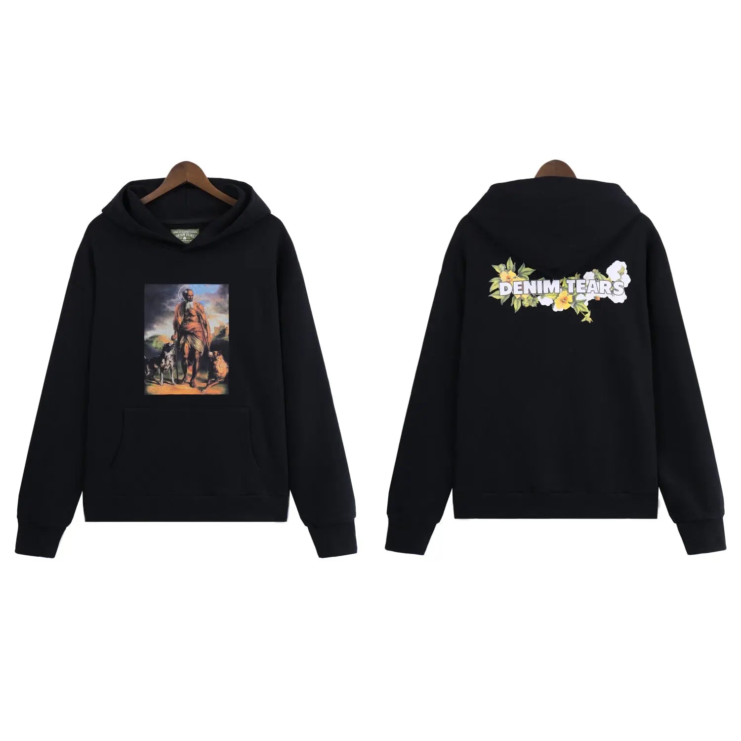 Denim Tears | Black Lazarus Hoodie | Front & Back Graphic Denim Tears