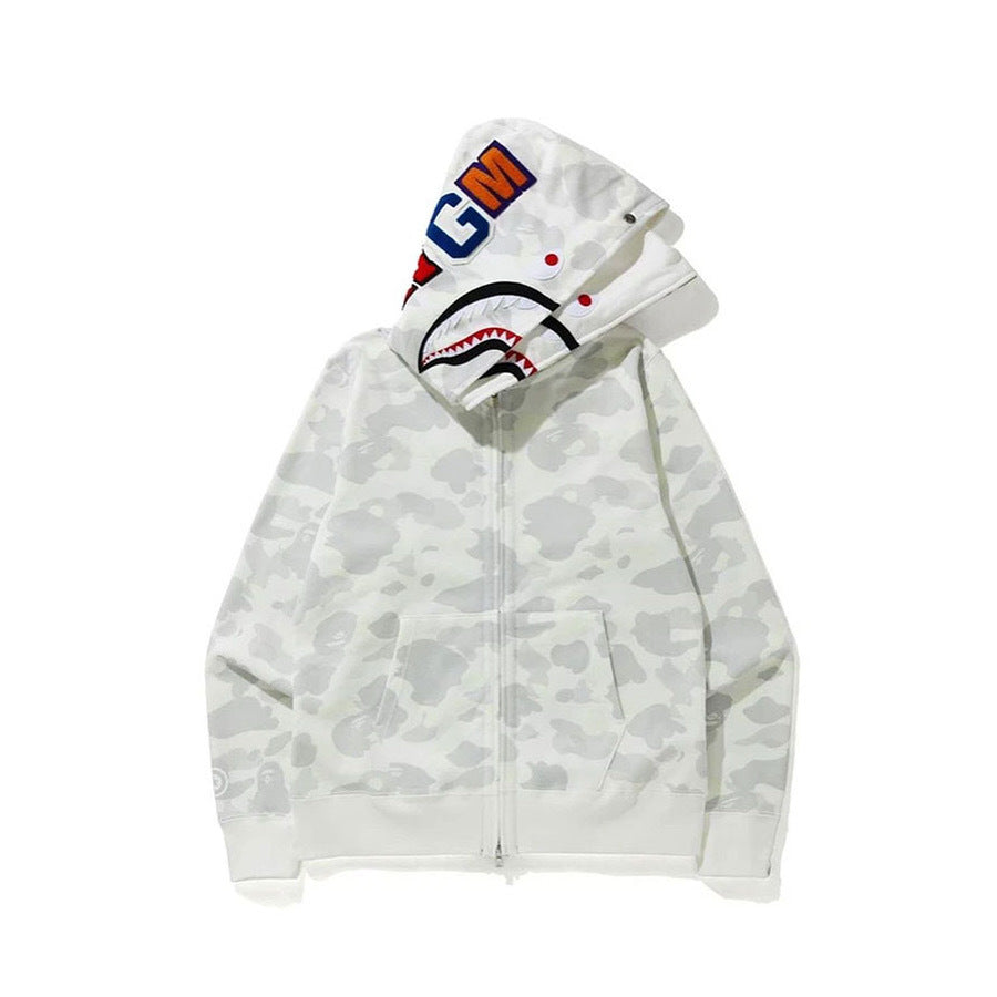 BAPE | Shark Full Zip Hoodie | Black, White & Glow Camo Jacket