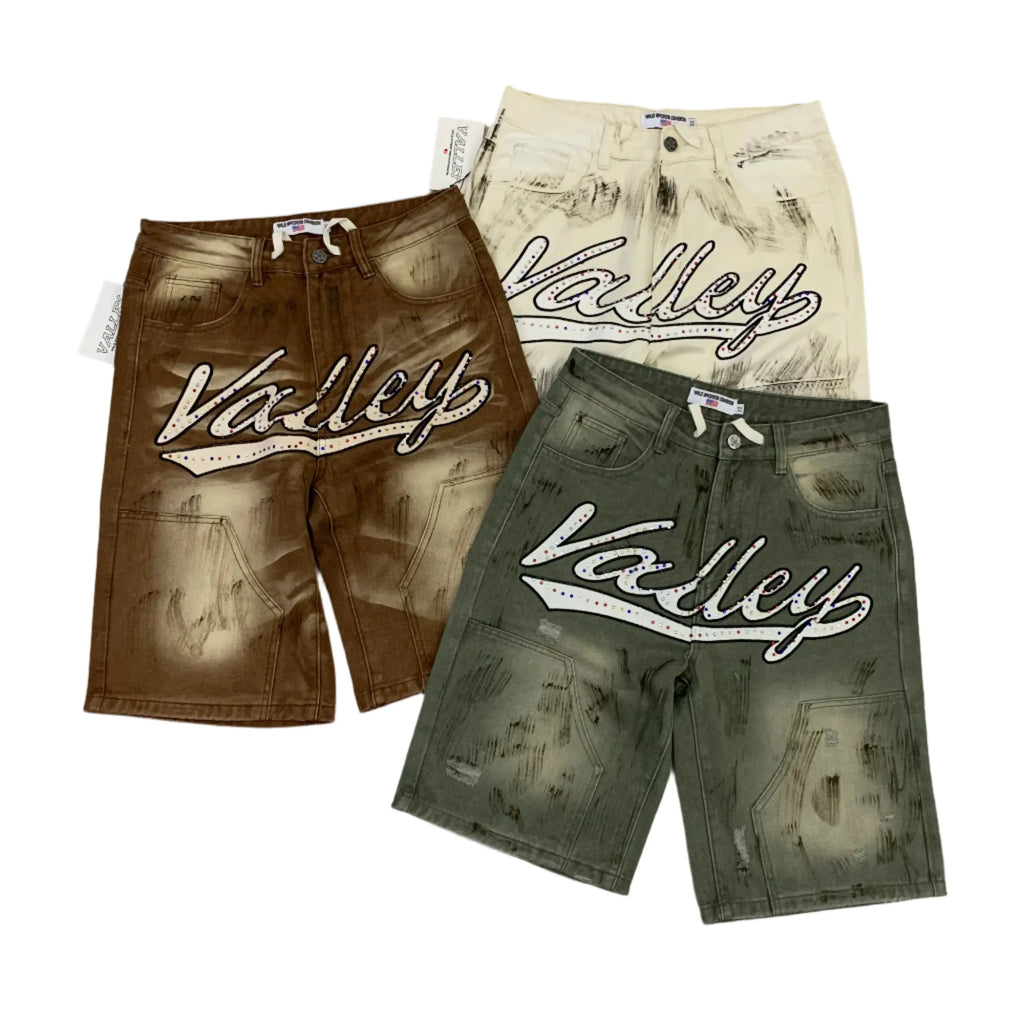 Valley | Embroidered Distressed Denim Shorts Valley