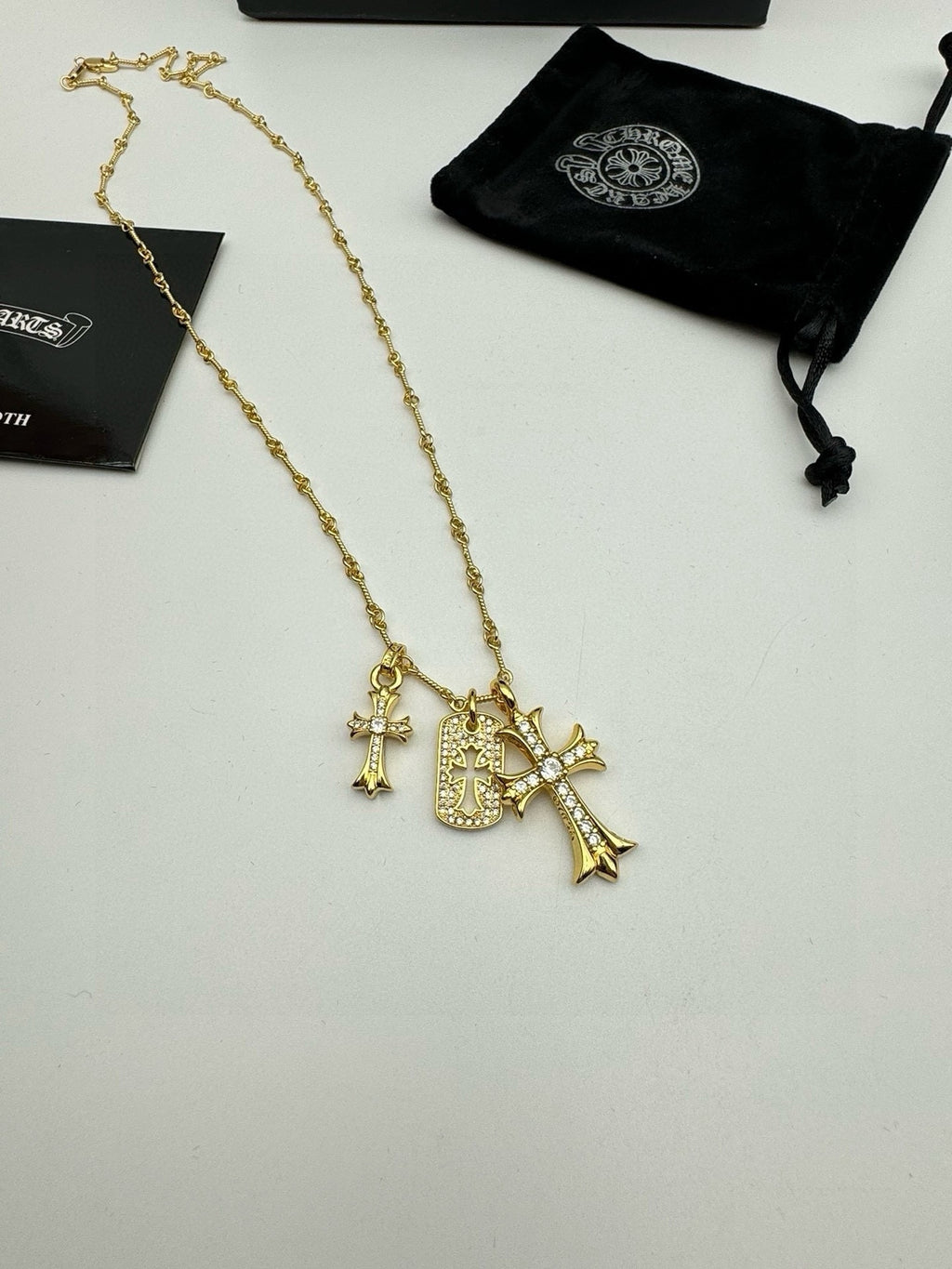 Chrome Hearts | 22K Gold or Silver Cross & Diamond Pendant Necklace