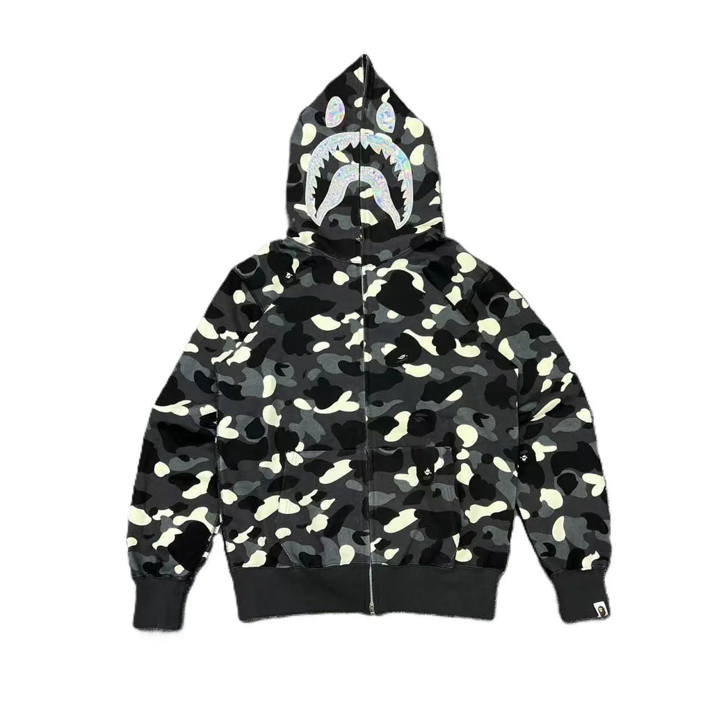 BAPE | Shark Full Zip Hoodie | Grey Camo & Black Camo Bape