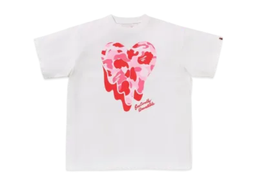 A Bathing Ape® x Emotionally Unavailable | Heart Camo Tee | White