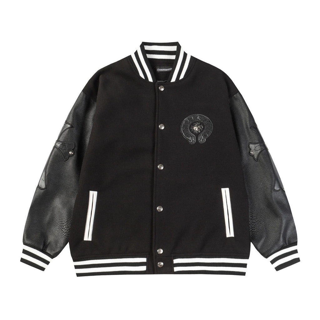 Chrome Hearts | Horse Shoe Embroidered Patch Varsity Jacket in Black