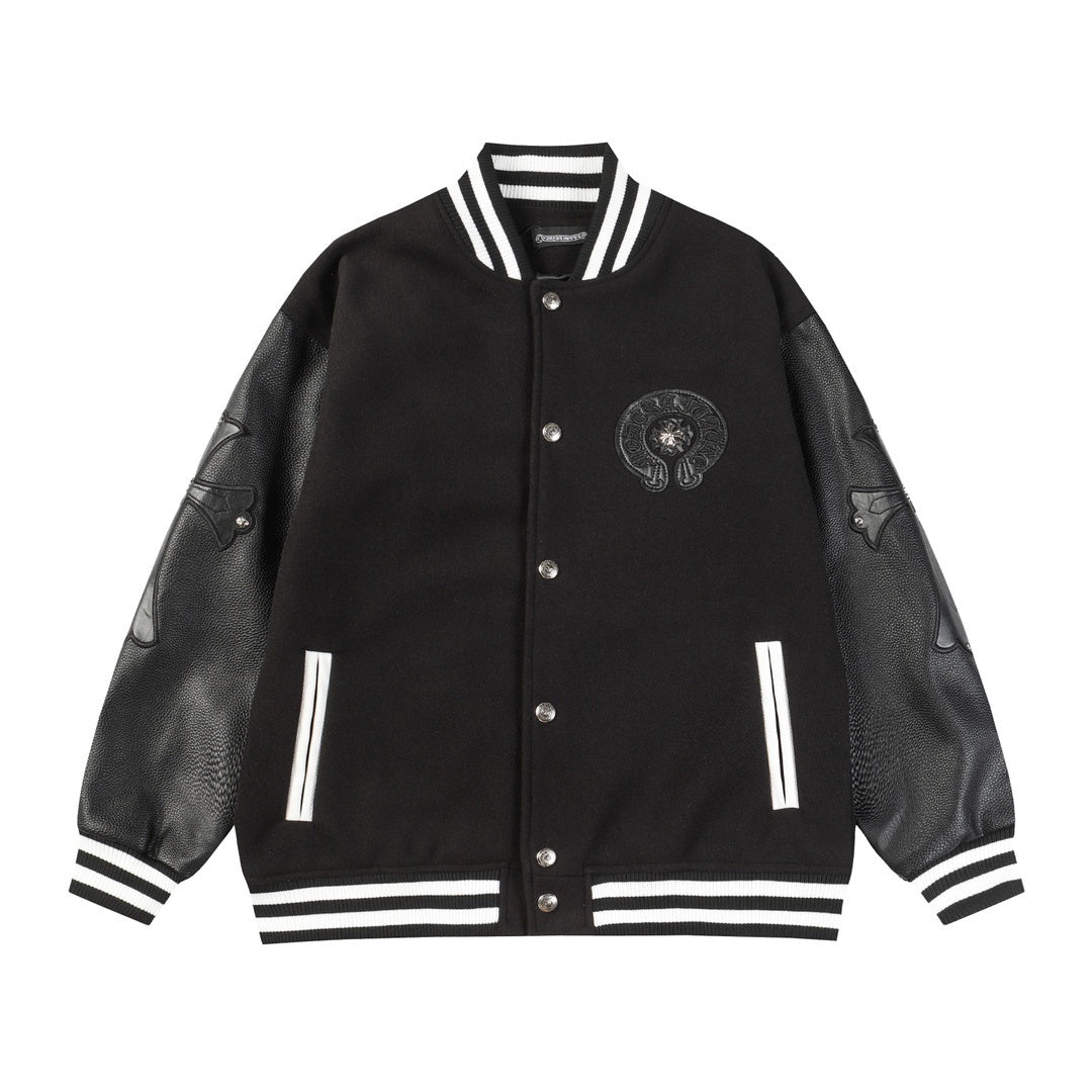 Chrome Hearts | Horse Shoe Embroidered Patch Varsity Jacket in Black