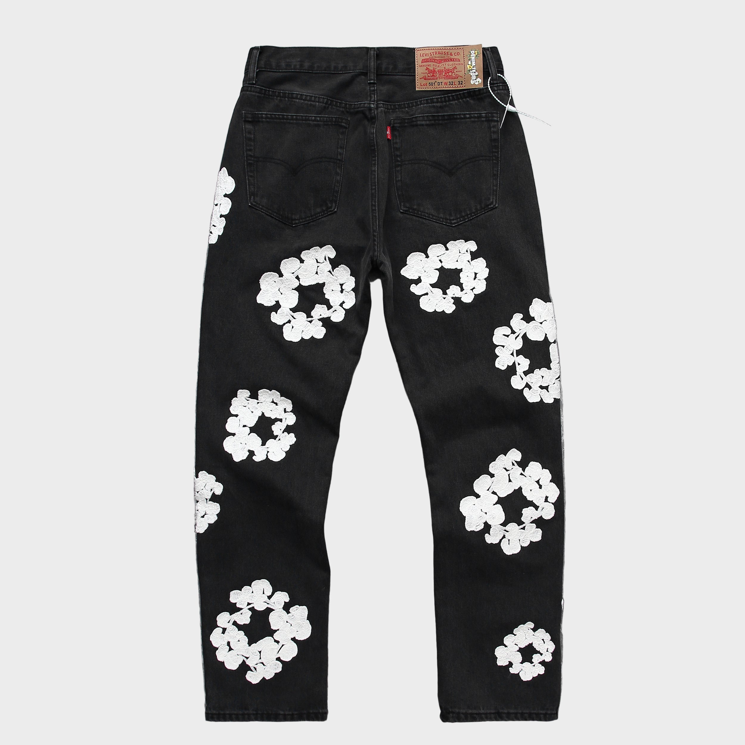 Denim Tears | Wreath Print Jeans | Black & Blue