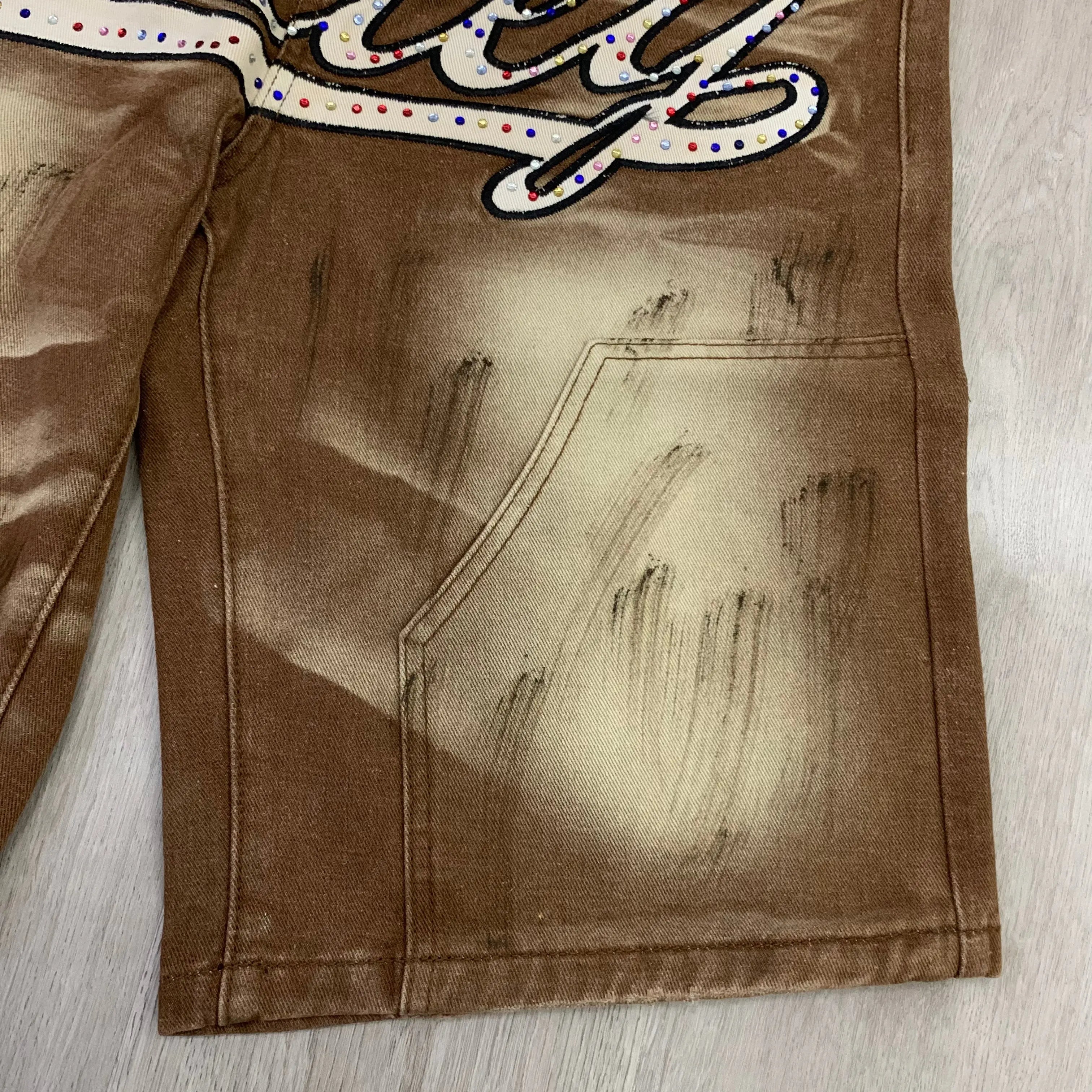 Valley | Embroidered Distressed Denim Shorts Valley