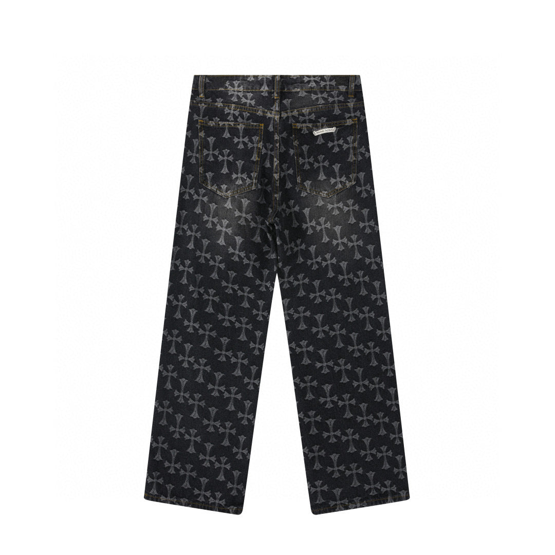 Chrome Hearts | Allover Jacquard Denim Jeans | Black